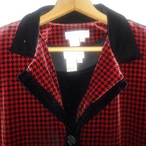 Coldwater Creek Houndstooth Velvet Duster, Sheath